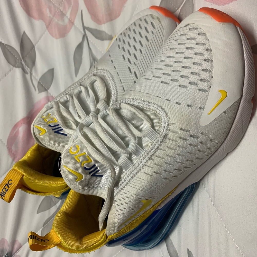 Nike Air Max 270 Flyknit Phillippines White/Yellow/Blue AH6789 women’s Sz 5.5
